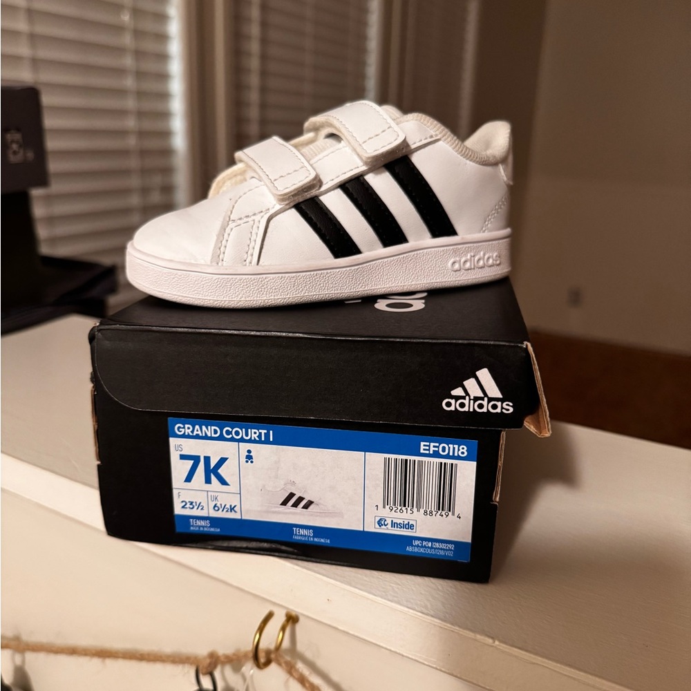 Adidas Kids Grand Court Shoes - White/Black